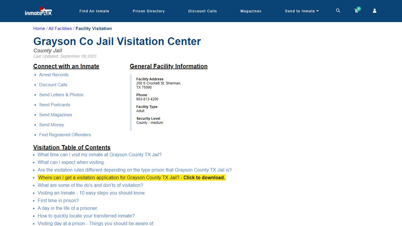 Grayson County TX Jail | Visitation, dress code & visiting hours